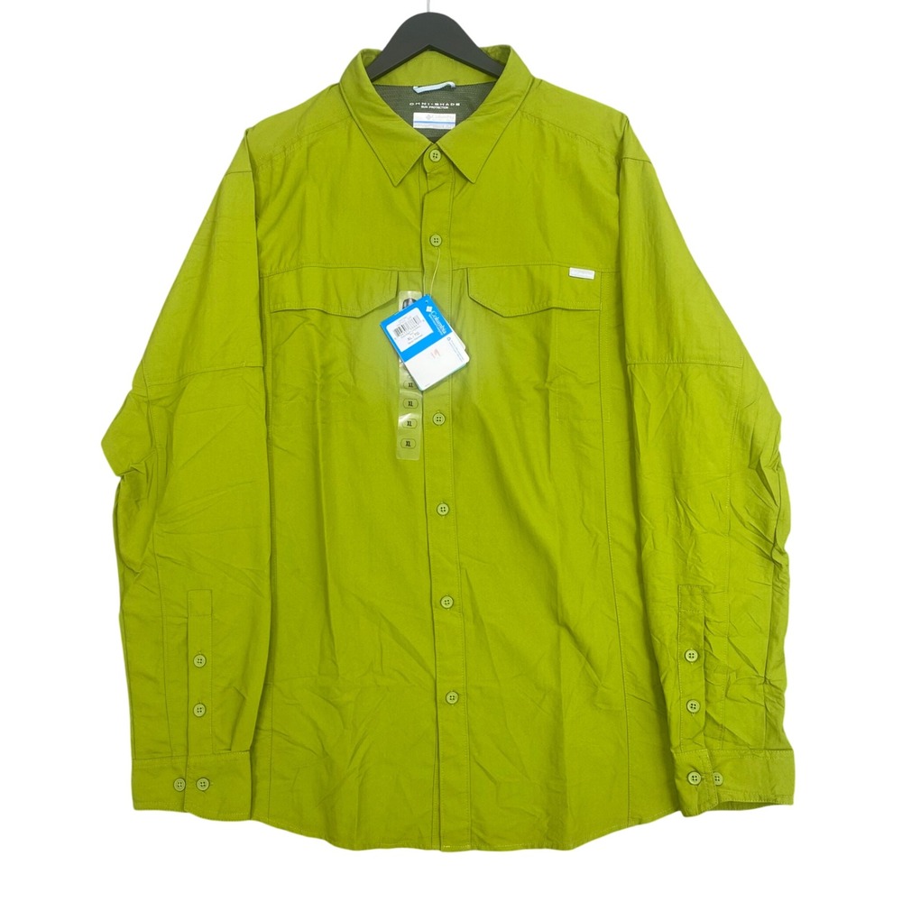Columbia Silver Ridge Shirt Mens XL Green Nylon Solid Hiking Fishing AM7453